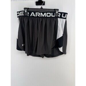 Under Armour Black White Running Training Loose Fit Shorts Play Up 1X